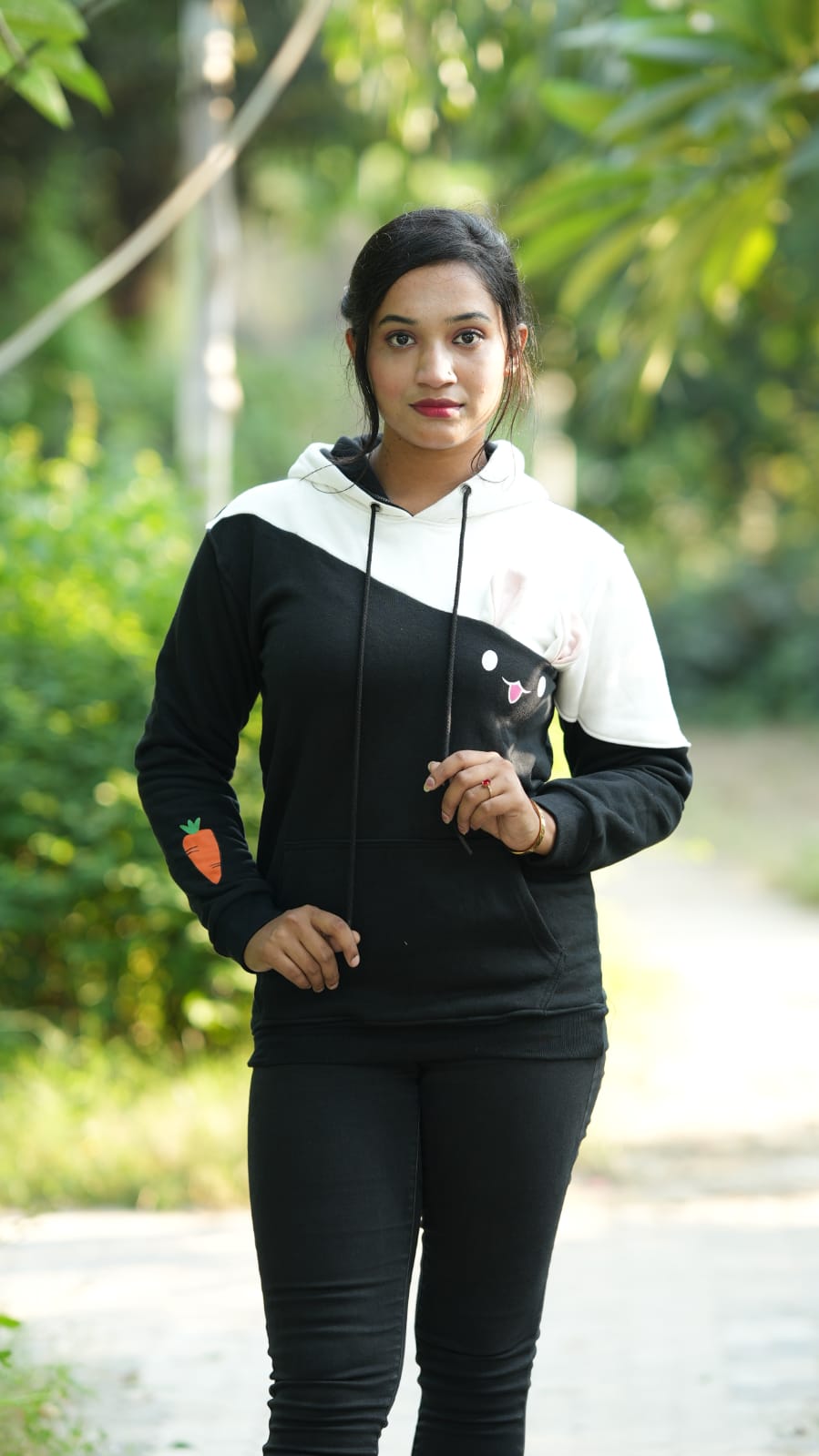 Black white Rabbit hoodie